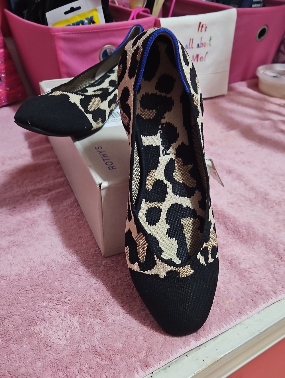 Rothy's Leopard-Pattern Pointed Flats in Black and Tan